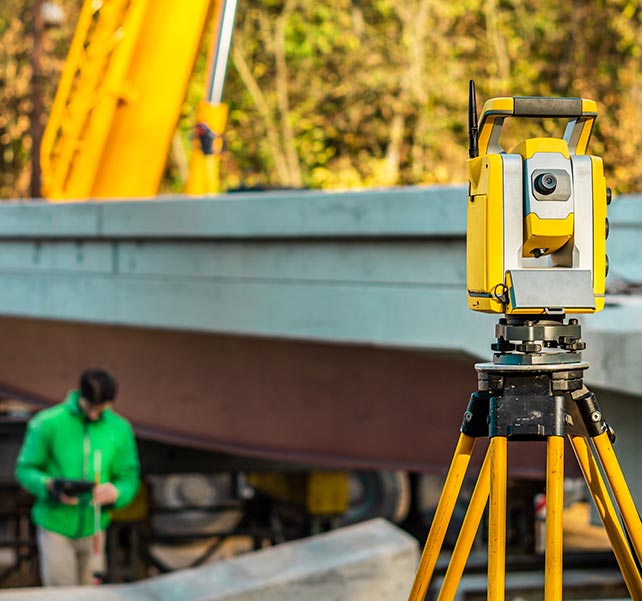 Surveying equipment being used in Mission
