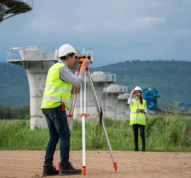 Professional land surveying equipment used in Maple Ridge